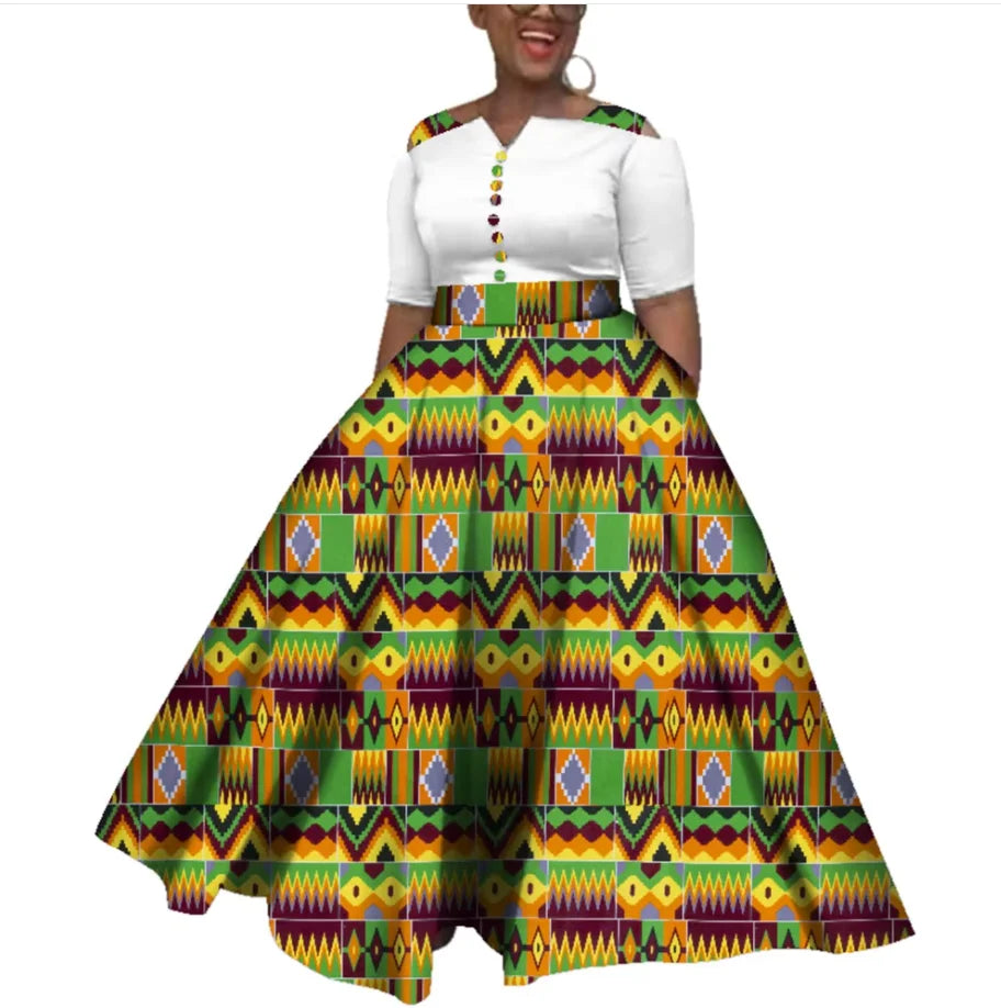 Stock Size Low Price African Tops and Skirt Set for Women