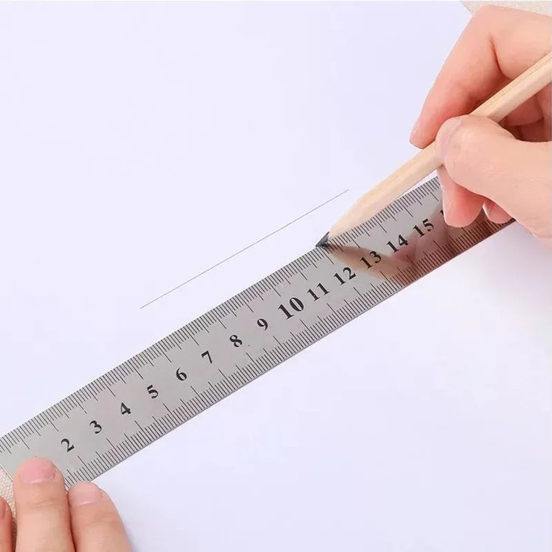 Side Scale Stainless Steel Straight Ruler Measuring Tool for Students