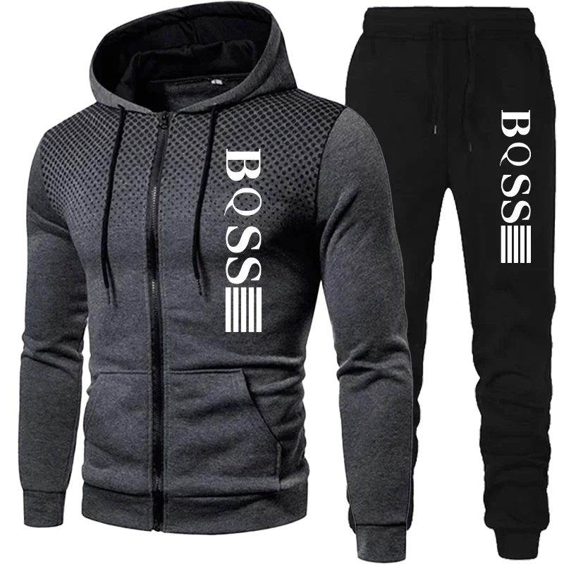 New Men's Clothing Sweatshirt Suit Fall Winter Zipper Suit Sweater