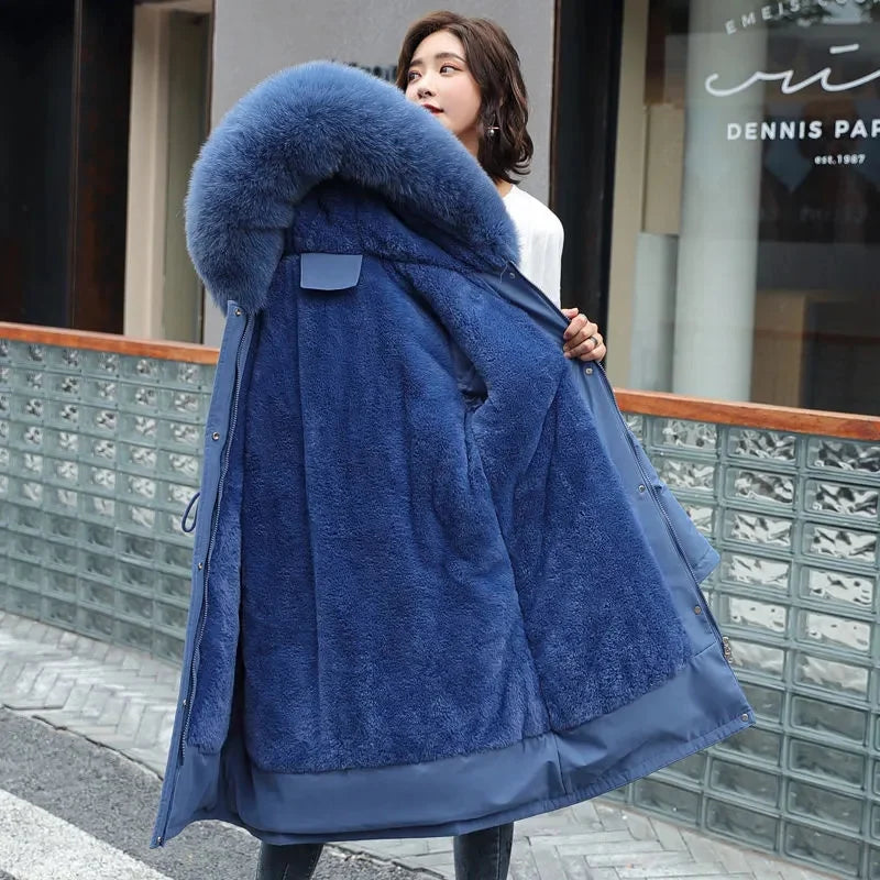 Winter Jacket Women Parka Clothes Long Coat Wool Liner
