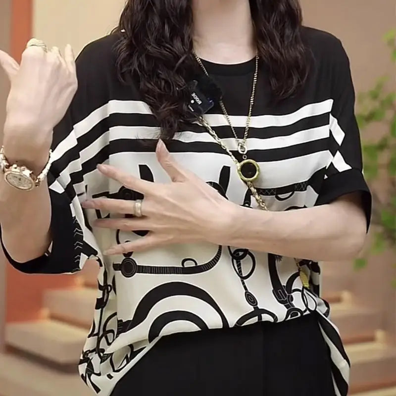 Casual Stripe Printed Women's T.Shirt