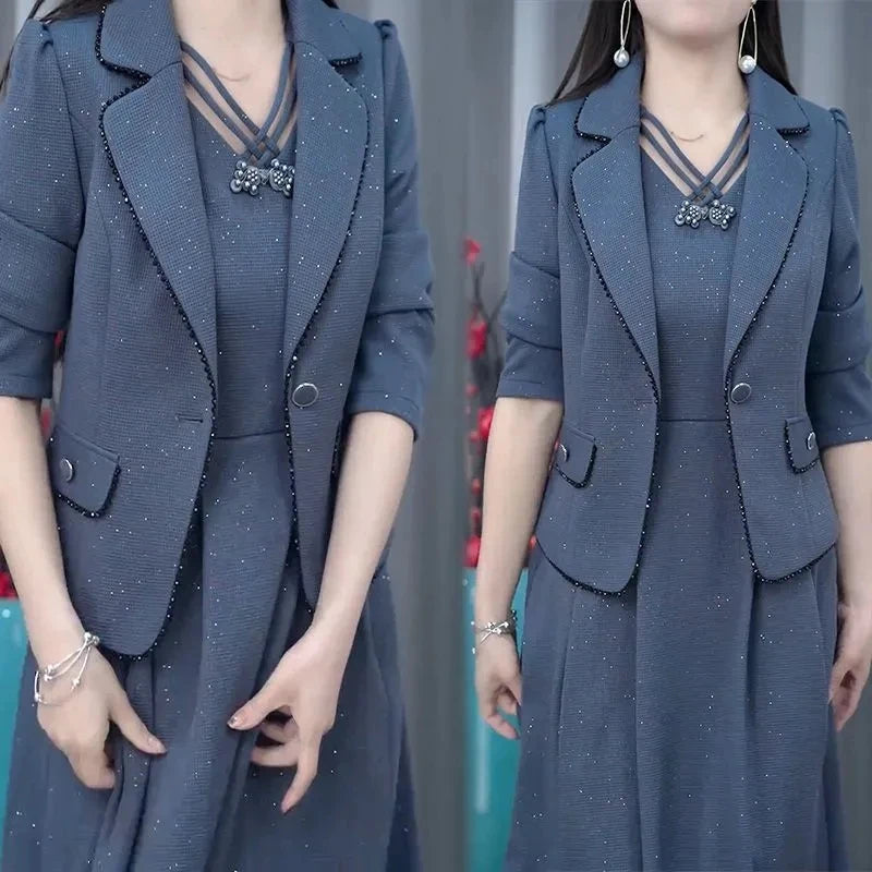 Middle Aged Women Fashion Sets Spring Autumn High  Blazer