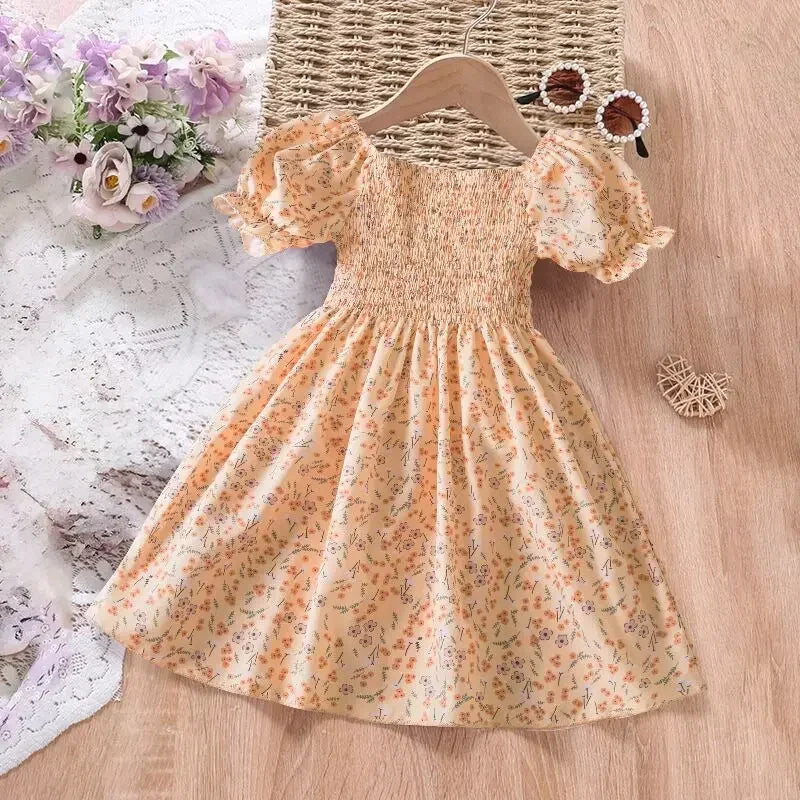 Girls' Sleeveless Dress Baby Print Flower