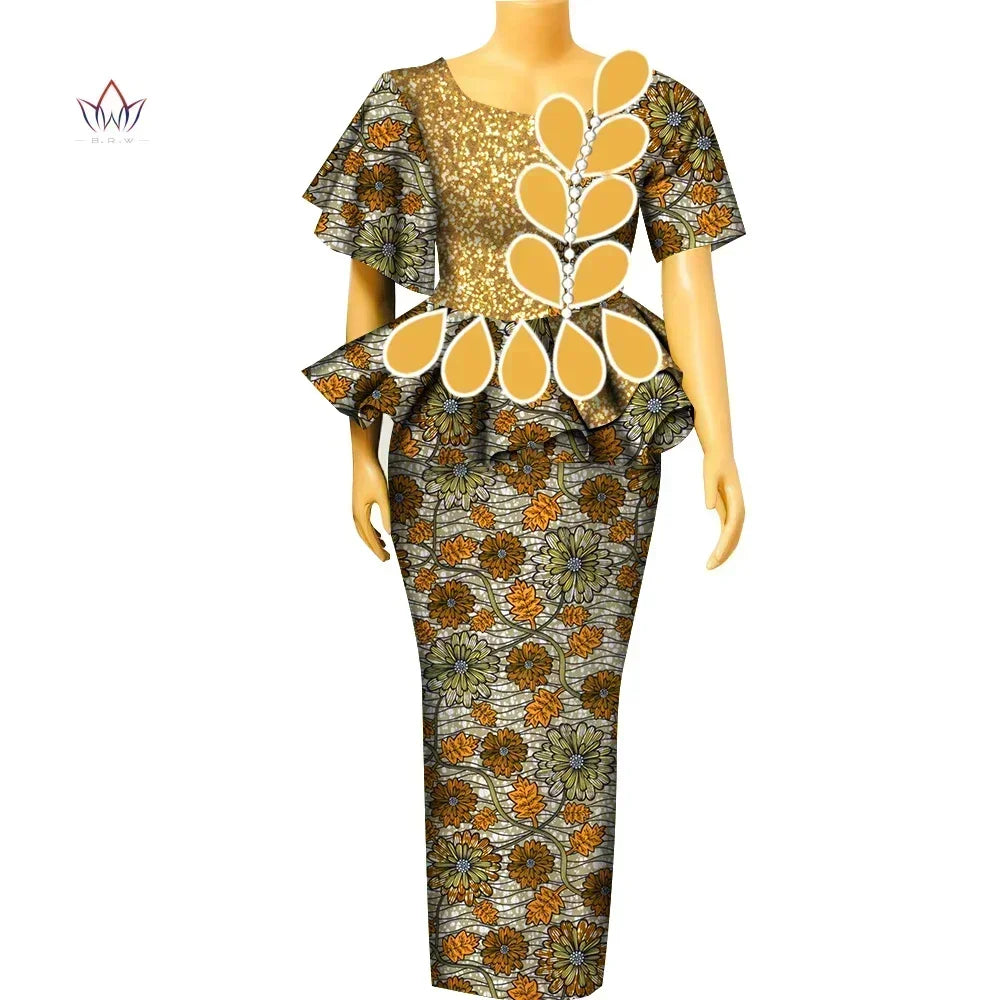 BintaRealWax Africa Two Piece Set for Women Dashiki Water