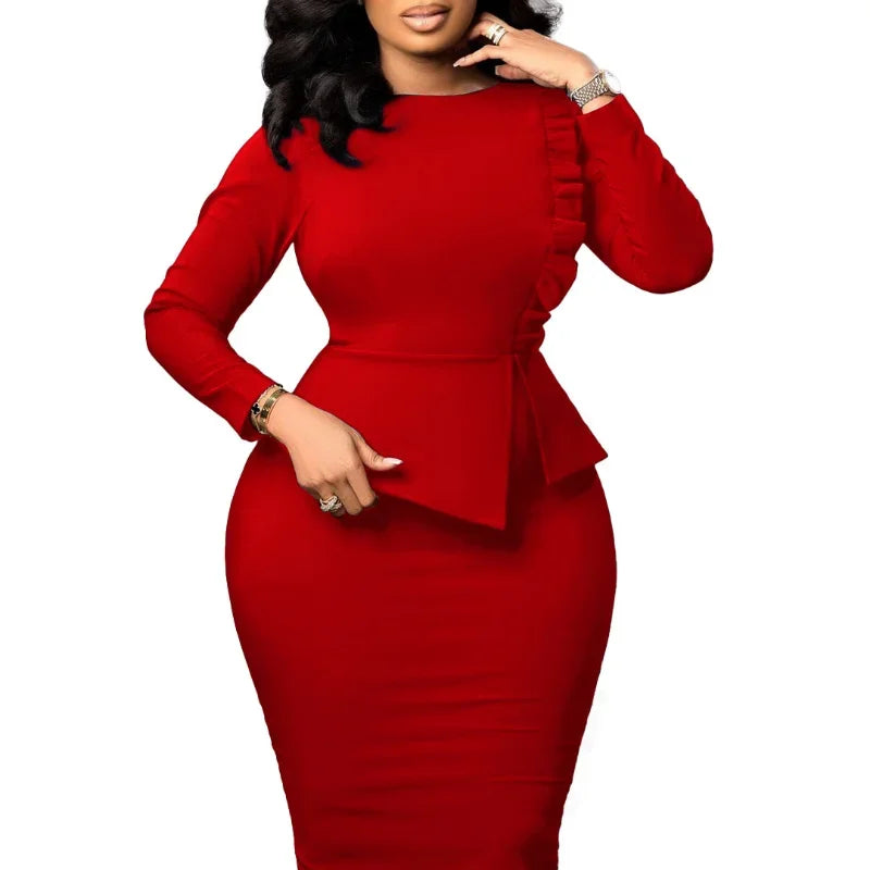 African Dresses for Women Spring Bodycon Midi Dress Waist