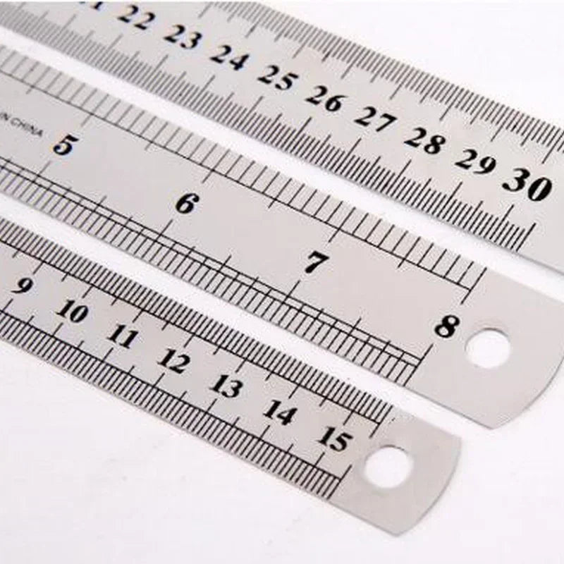Side Scale Stainless Steel Straight Ruler Measuring Tool for Students