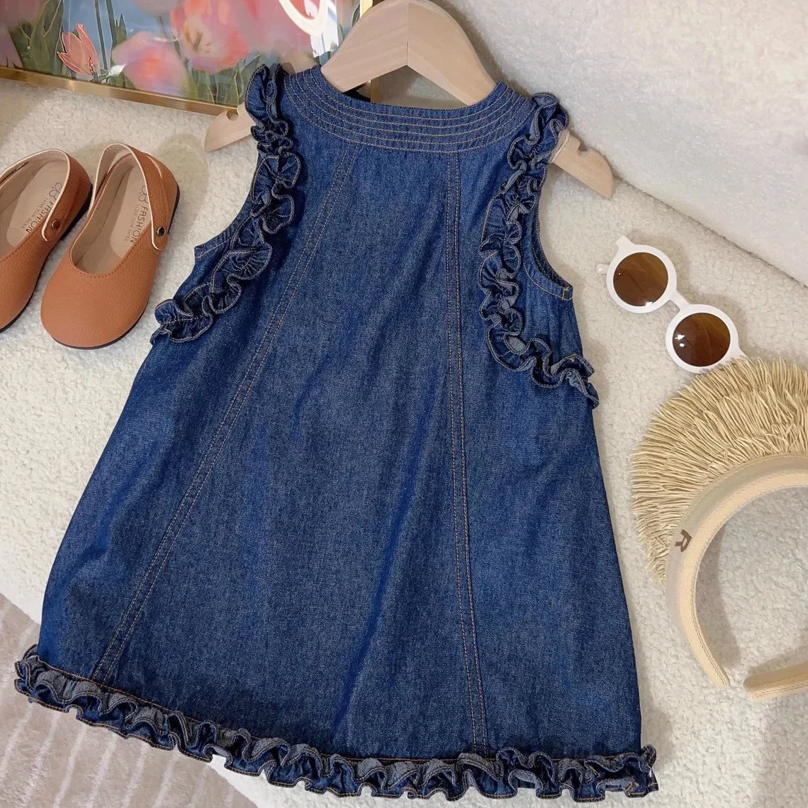 Girls Denim Dress Baby girl Jean Sleeveless Dresses