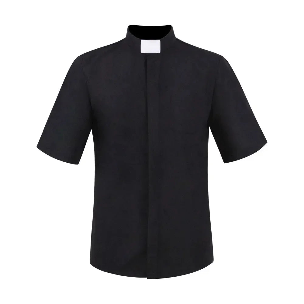 Short & Long Sleeve Priest Black Shirt Pastor Men Clergy Stand-up