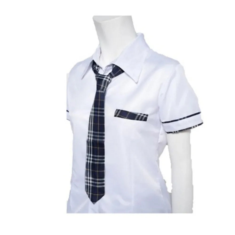 Womens School Girls Uniform Cosplay Costume Short Sleeve