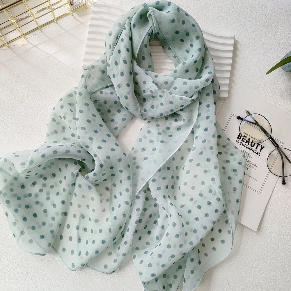 Small Dots Women Elegant  Scarf for Thin Hijab
