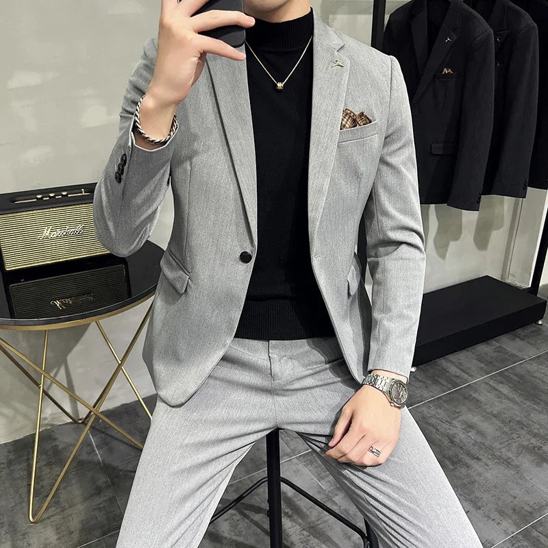 Men's Suit Jacket Vest Pants Casual Business Wearing