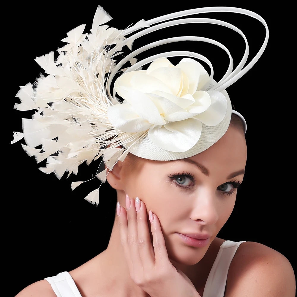 New Beige Race Occasion Fascinator Hats Bowknot Bridal  Church