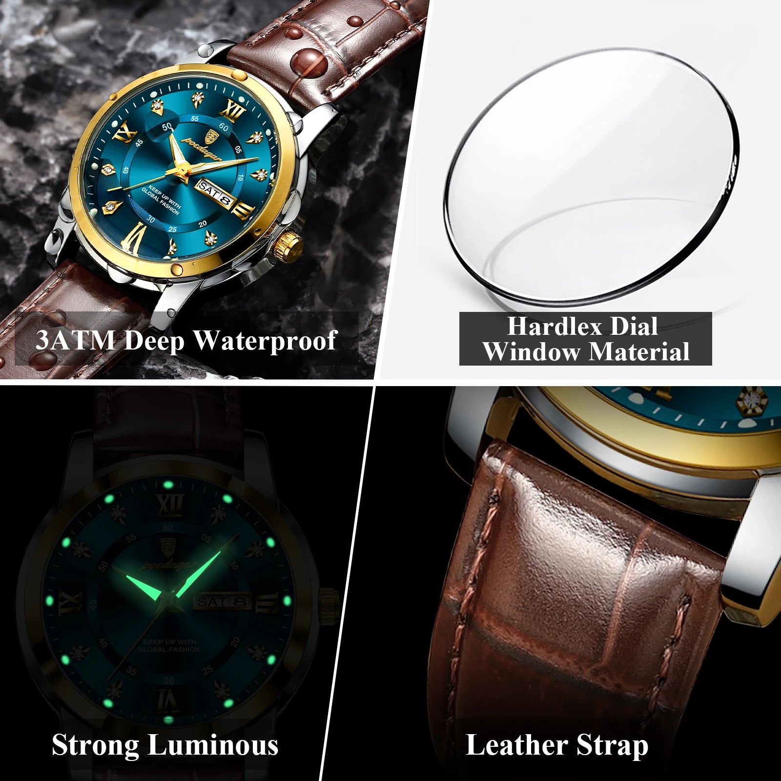 Luxury Man Wristwatch Waterproof Luminous