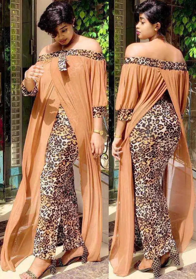 Plus Size Clothing Autumn Sexy Leopard Printed Dashiki Dresses