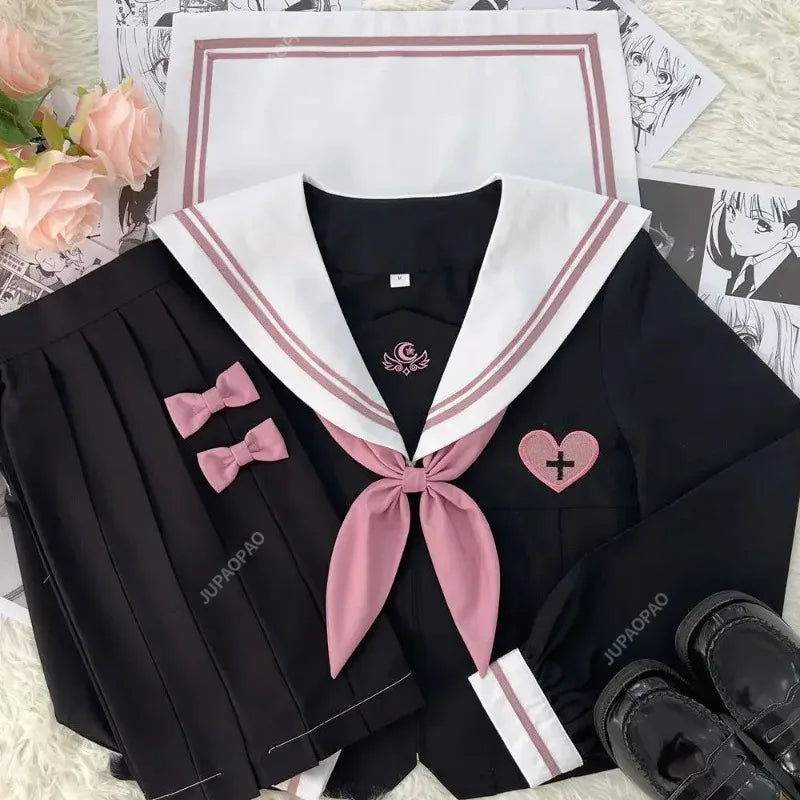 JK Korean uniform suit Japanese student pleated skirt