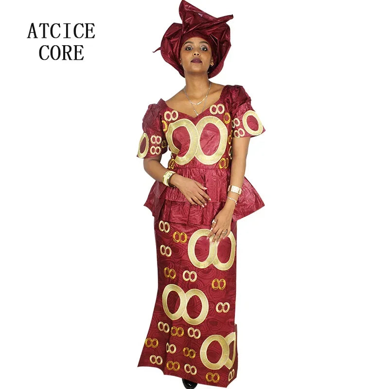 African Dress For Women Bazin Riche Embroidery Design Top