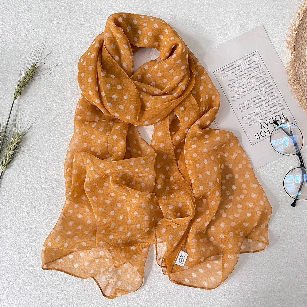 Small Dots Women Elegant  Scarf for Thin Hijab