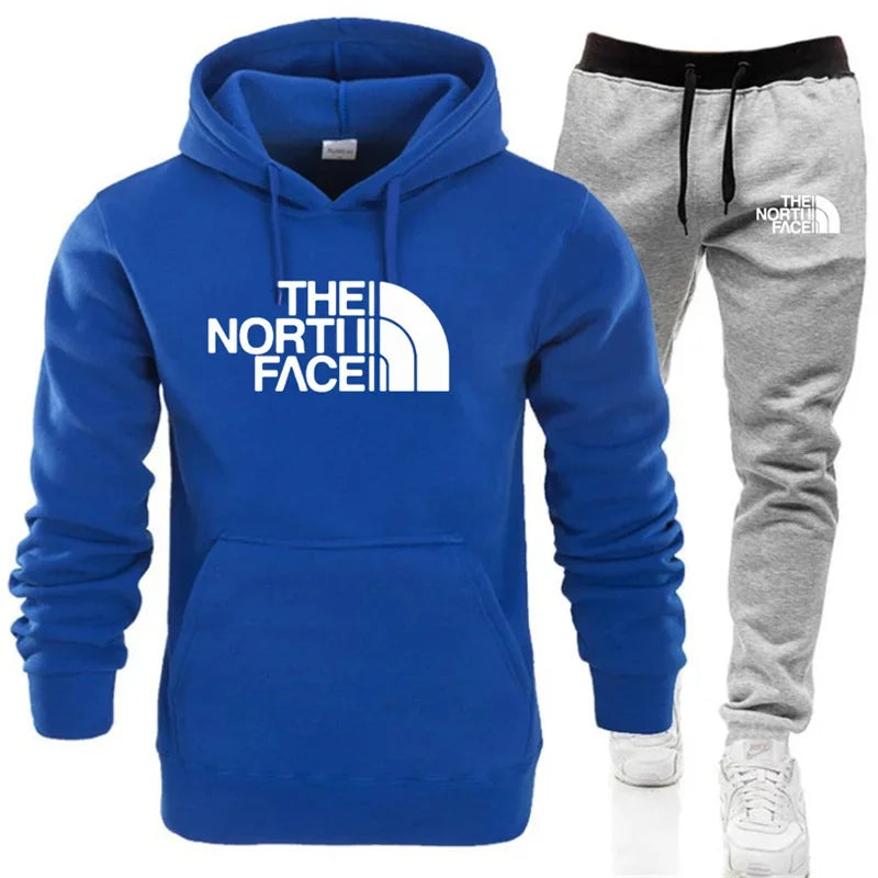 Winter Hoodie Sets Men Fashion Fleece Red Hoodies Pants