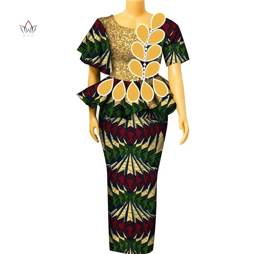 BintaRealWax Africa Two Piece Set for Women Dashiki Water
