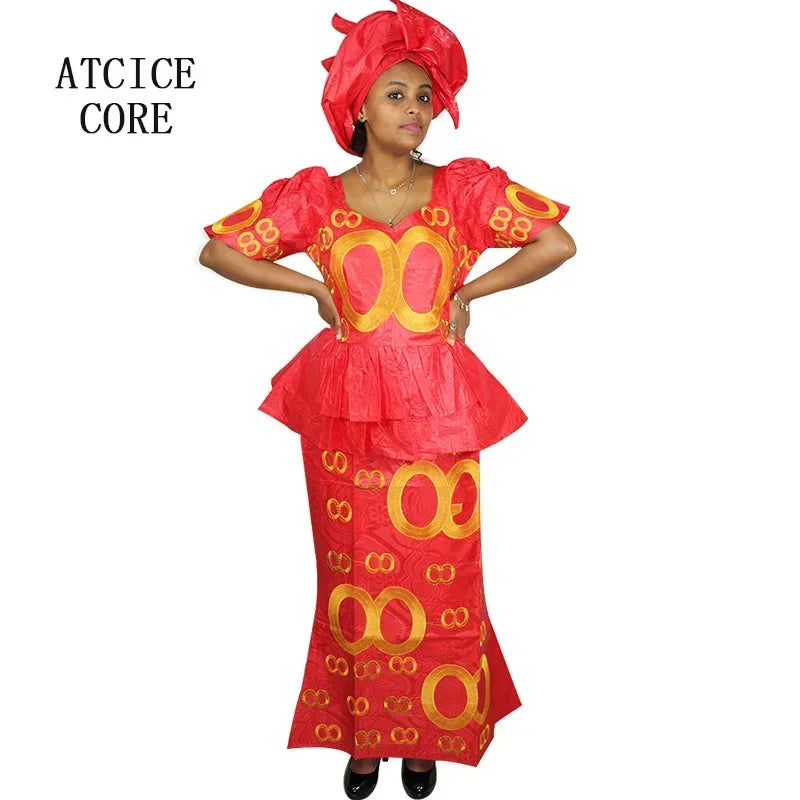 African Dress For Women Bazin Riche Embroidery Design Top