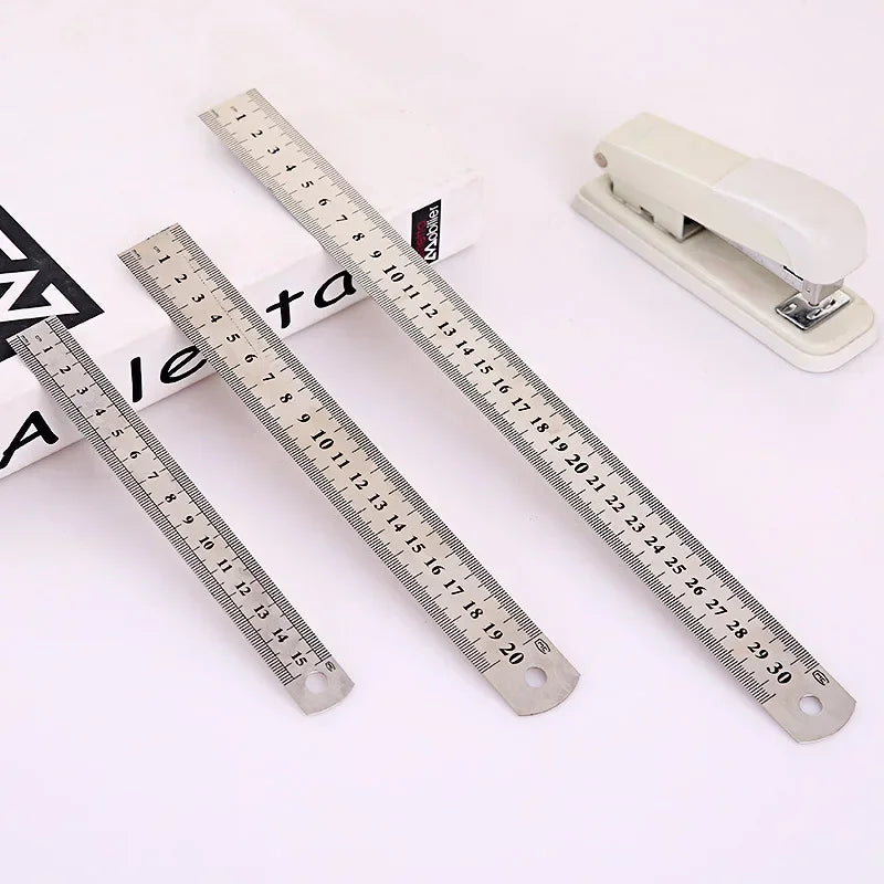 Side Scale Stainless Steel Straight Ruler Measuring Tool for Students