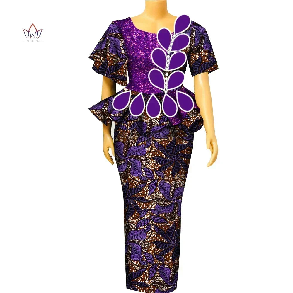 BintaRealWax Africa Two Piece Set for Women Dashiki Water