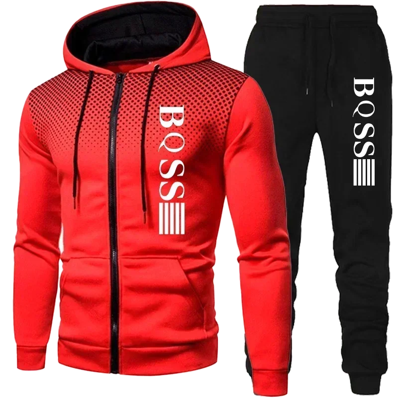 New Men's Clothing Sweatshirt Suit Fall Winter Zipper Suit Sweater