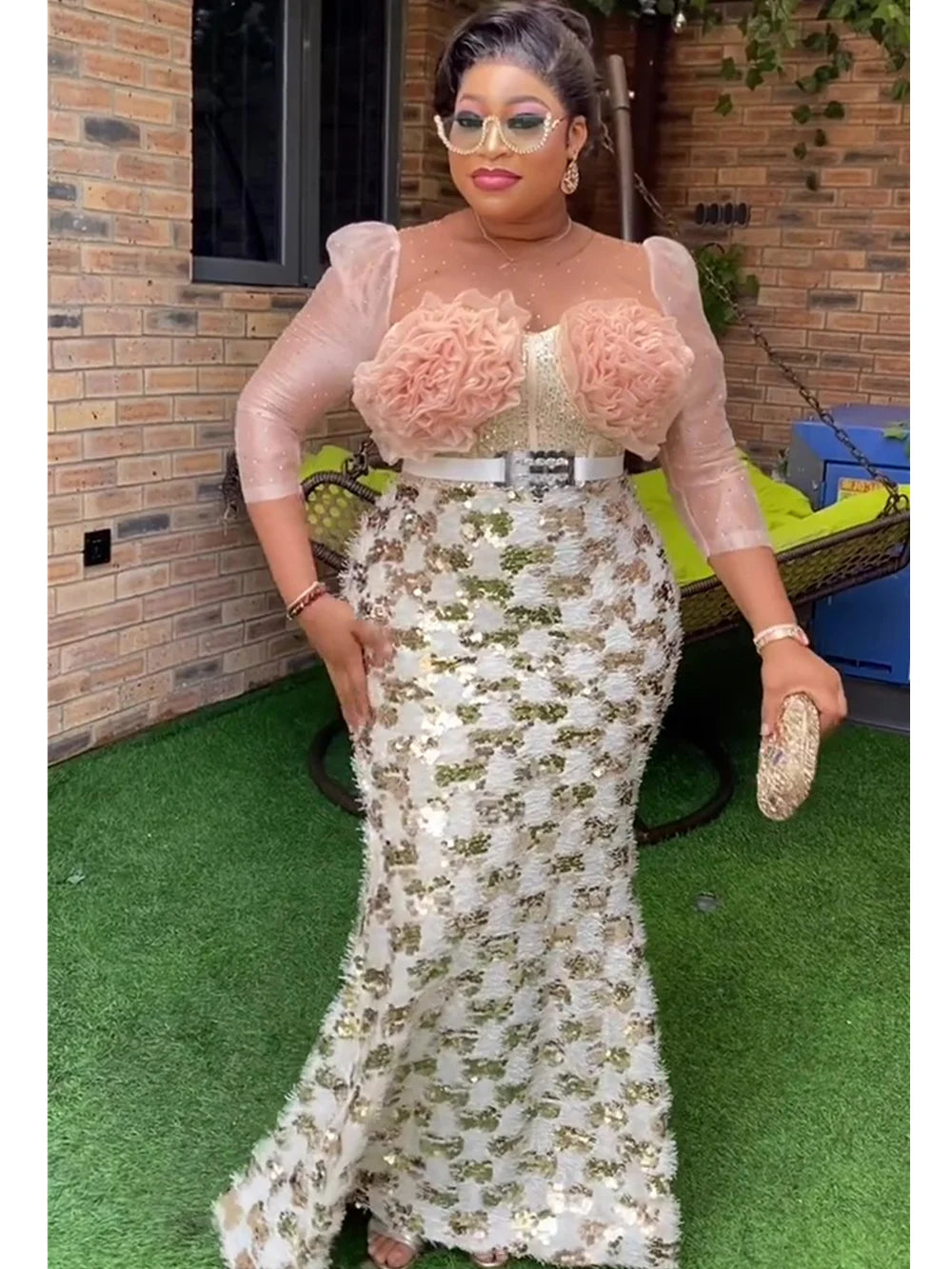 African Party Dresses for Women Dashiki Ankara  Wedding Gown