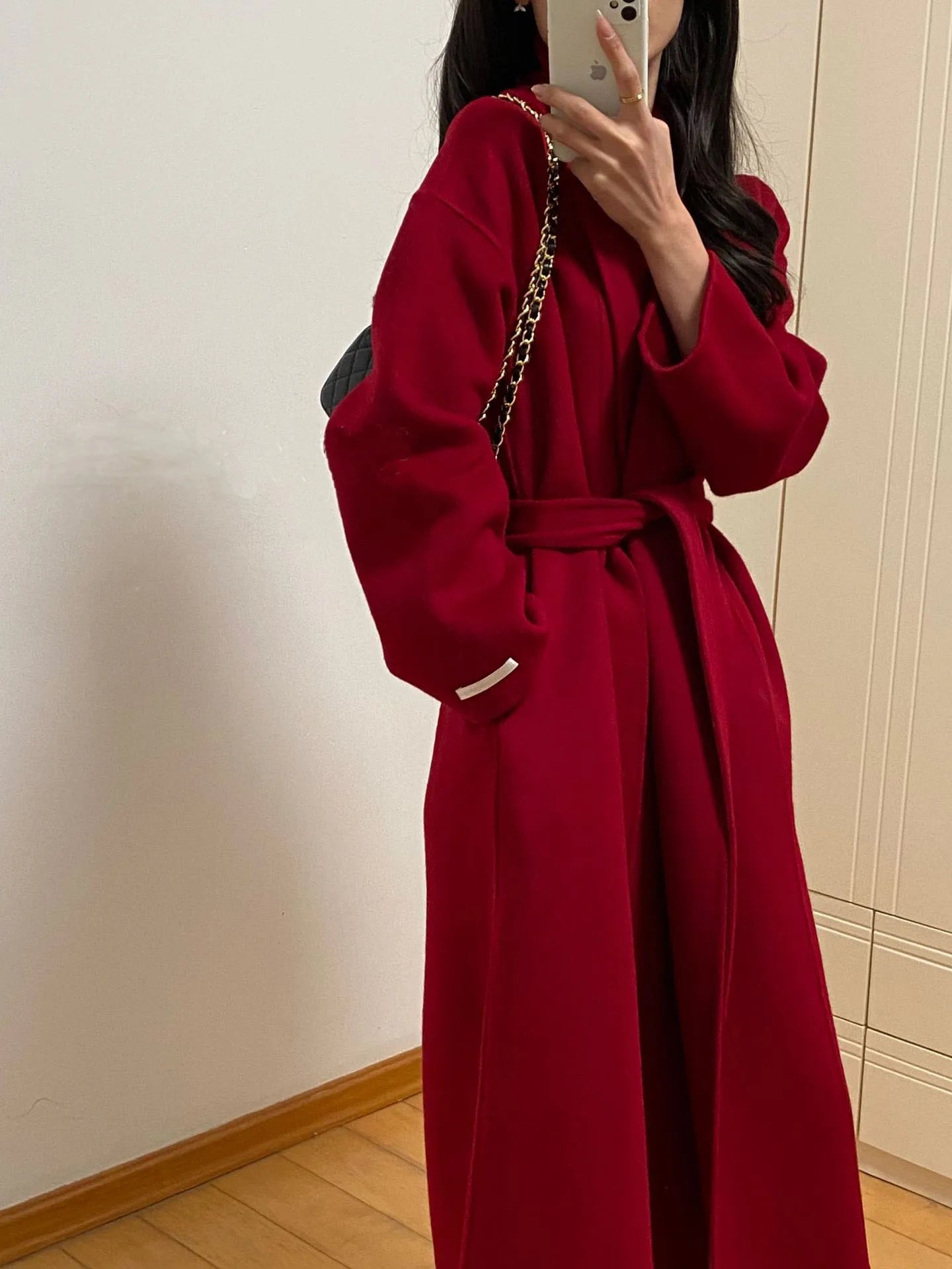 Autumn and winter women's casual solid color long loose coat