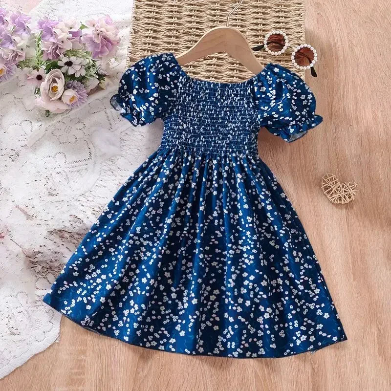 Girls' Sleeveless Dress Baby Print Flower