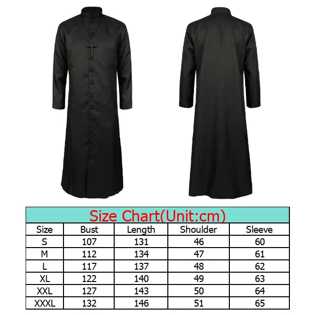 Adult Priest Cosplay Robe Costume Jacket Church Clothing