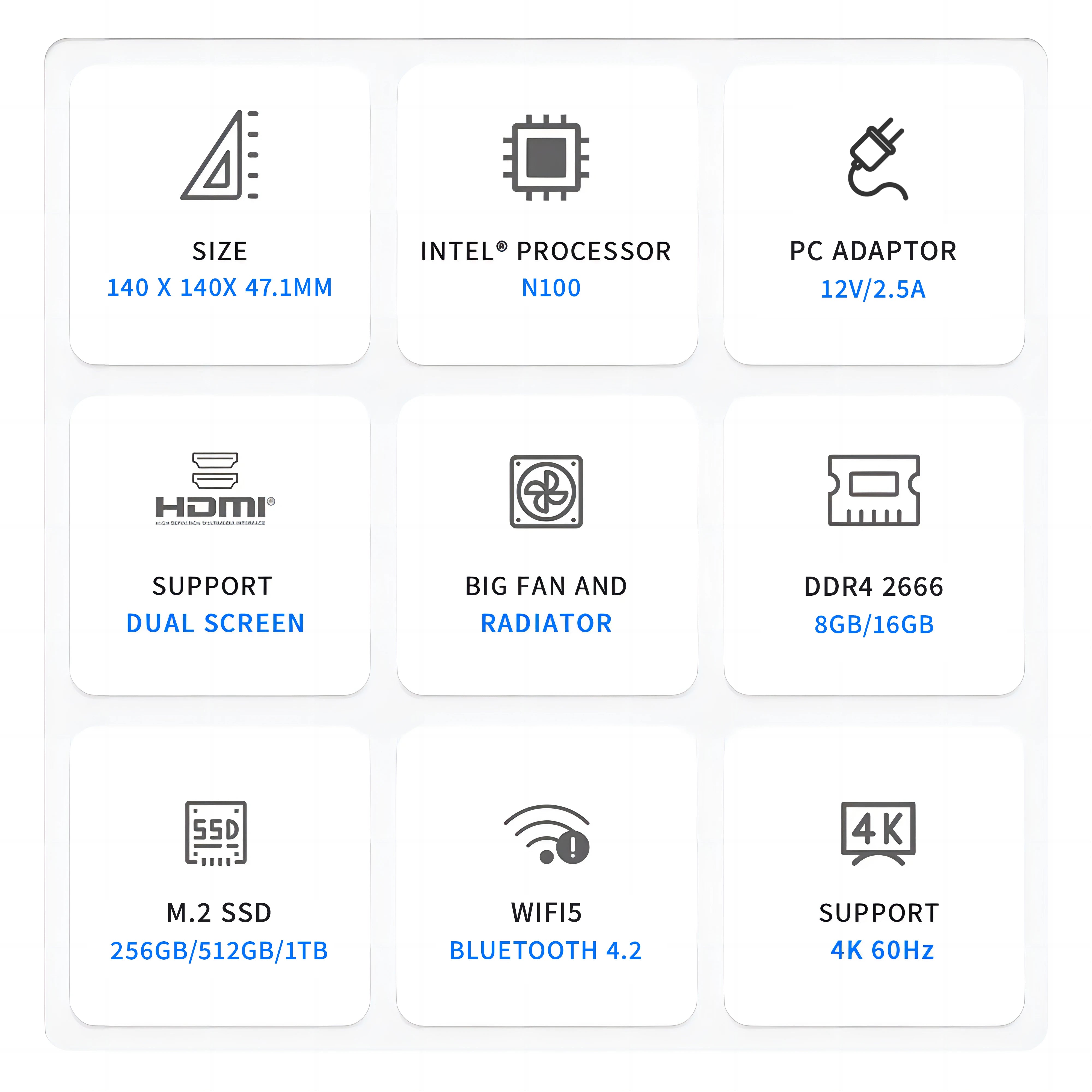 FIREBAT AK2 PLUS MiniPC Intel N100 Dual Band WiFi5