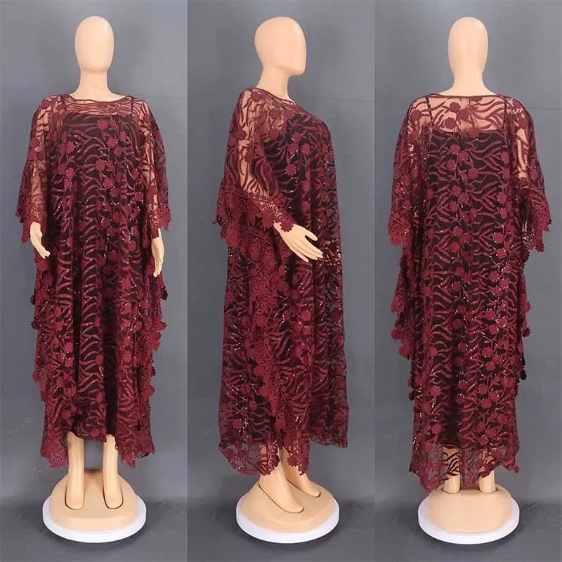 White Lace Hollow Africa Dresses for Muslim Women Dress