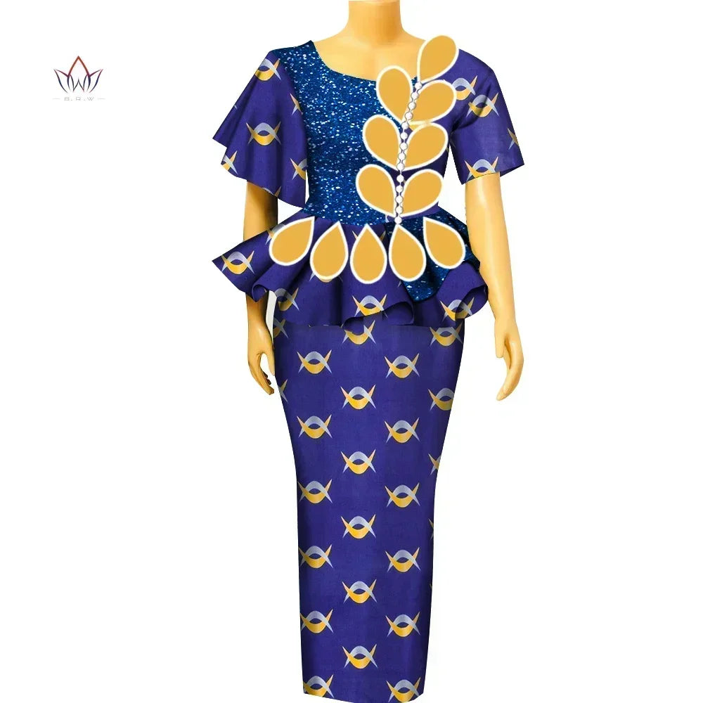BintaRealWax Africa Two Piece Set for Women Dashiki Water