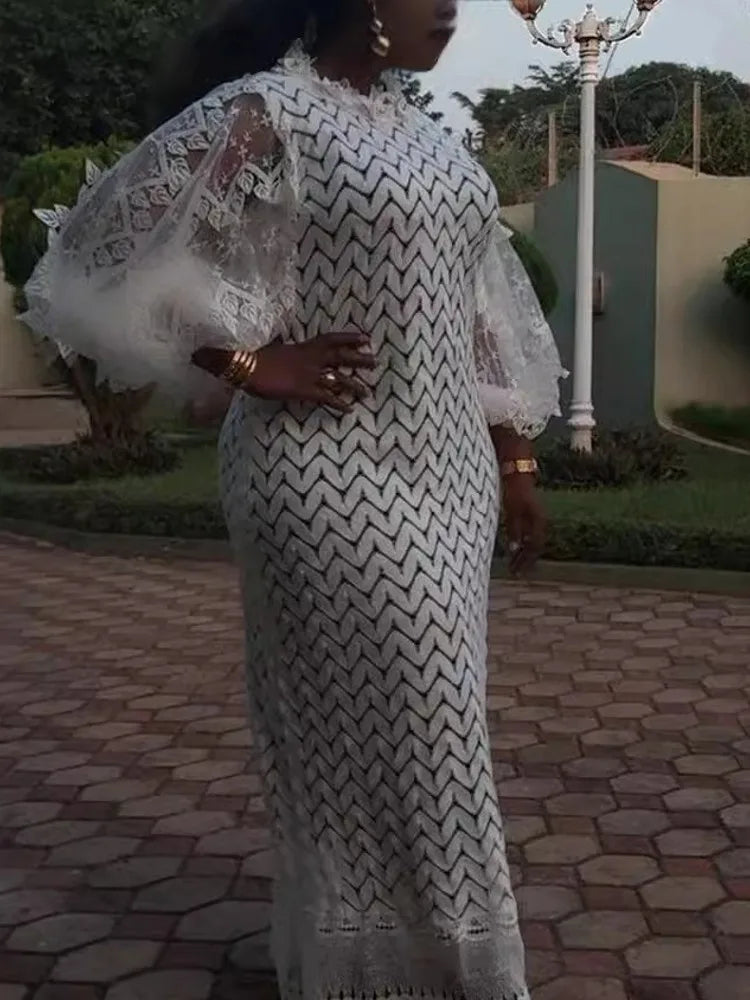 White African Elegant Dresses For Women Hollow Out New Fashion