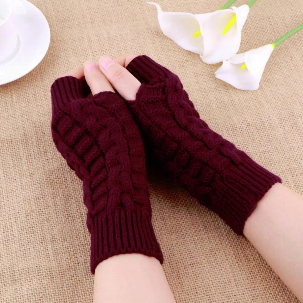 Women Long Fingerless Gloves for Winter