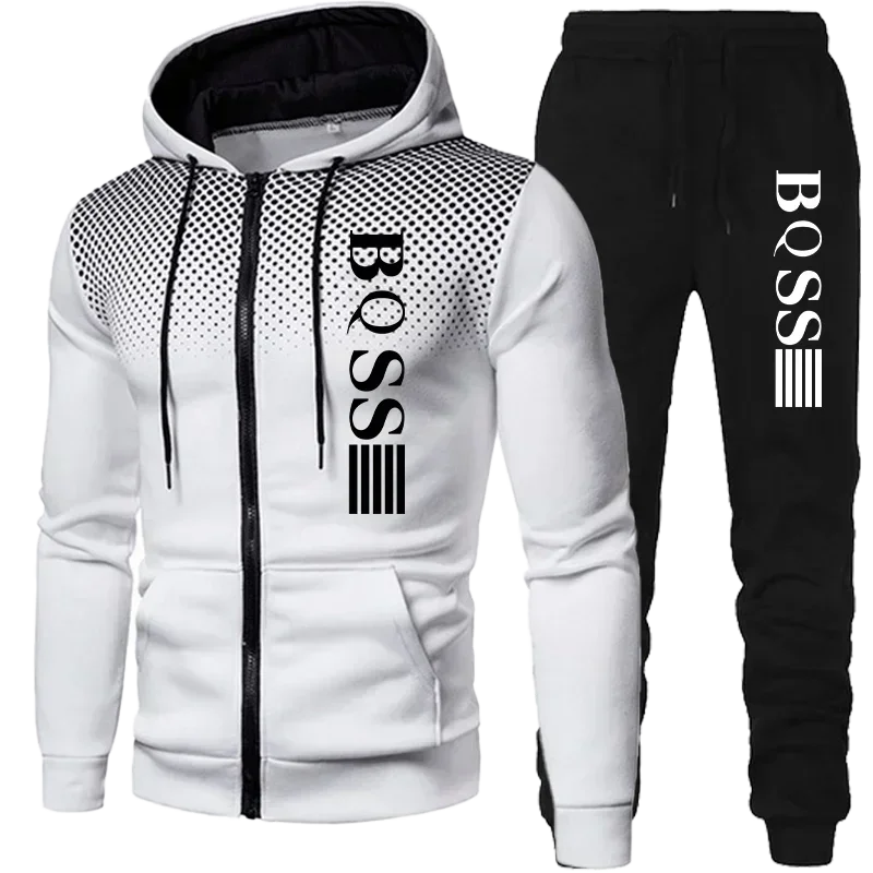 New Men's Clothing Sweatshirt Suit Fall Winter Zipper Suit Sweater
