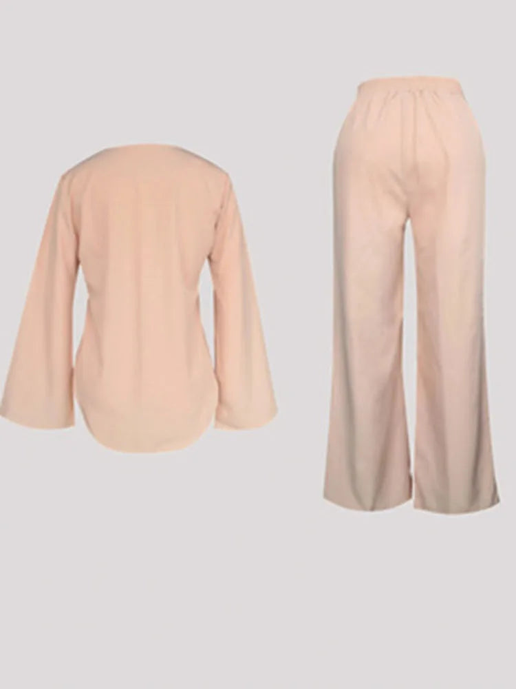 Set Suit Women's Spring Summer Casual Long-sleeve V-neck