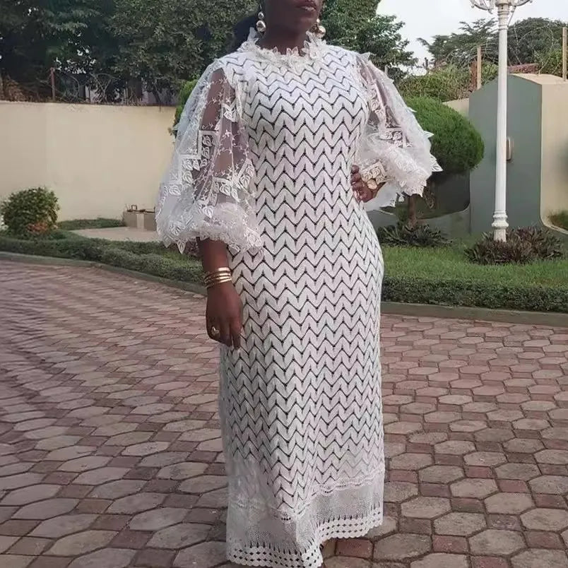 White African Elegant Dresses For Women Hollow Out New Fashion