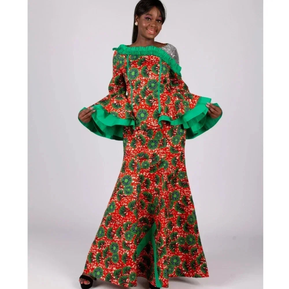 Stock Size Low Price African Tops and Skirt Set for Women