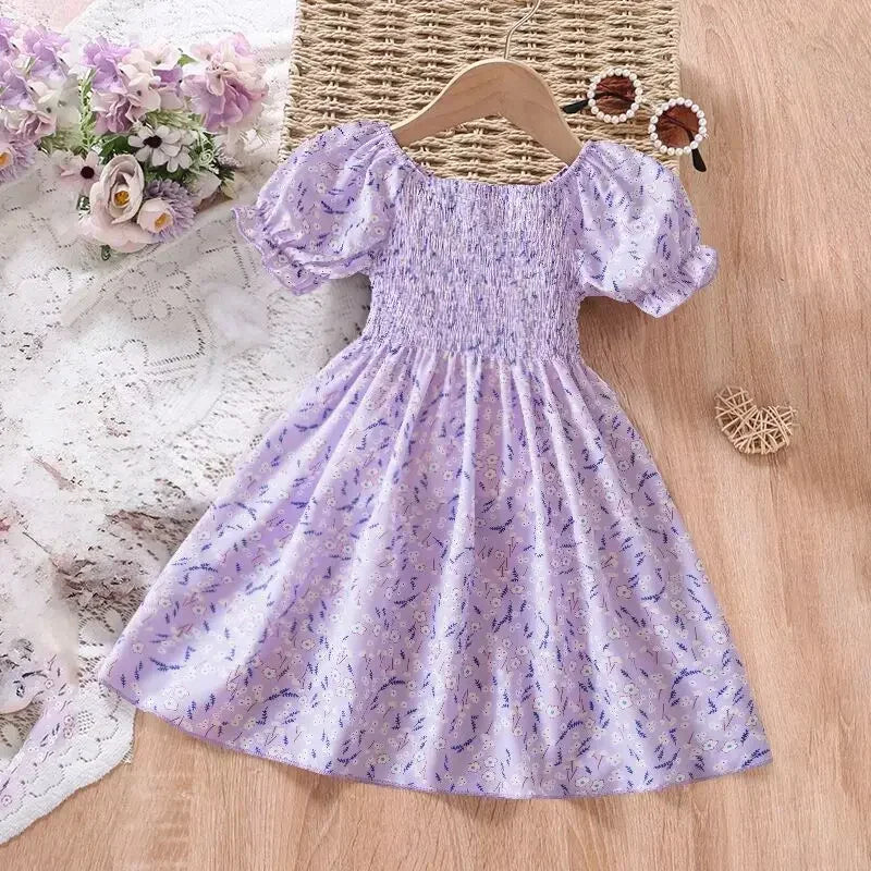 Girls' Sleeveless Dress Baby Print Flower